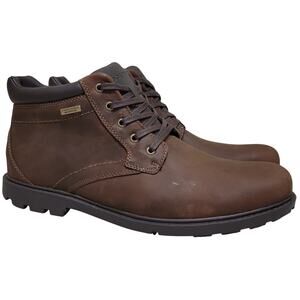 Rockport Men Storm Surge Plain Toe Combat Boots Size US 10.5M Tan Brown Leather